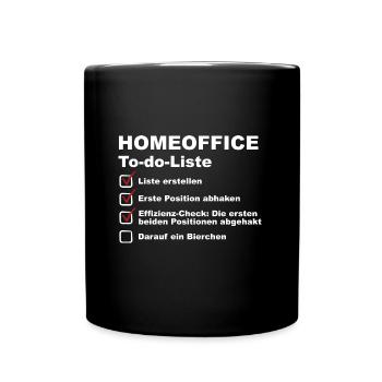 Homeoffice To do Liste - Bier Geschenk - Tasse einfarbig - Schwarz - Vorne