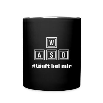 WASD läuft bei mir - Tasse einfarbig - Schwarz - Vorne