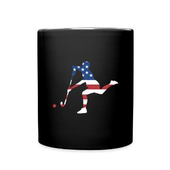 Sports Us Flag Field Hockey - Full Colour Mug - black - Front