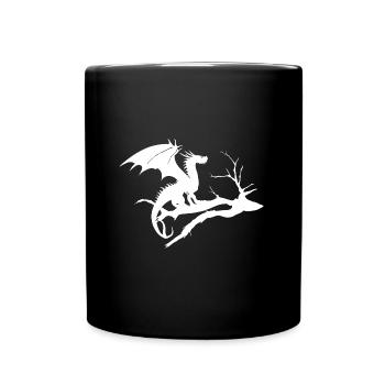 drache design silhouette toter baum - Tasse einfarbig - Schwarz - Vorne