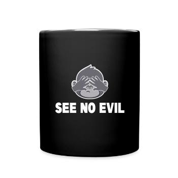 See no evil Drillinge partnerlook Geschenk - Tasse einfarbig - Schwarz - Vorne