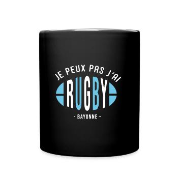 Rugby Bayonne Je peux pas j ai rugby bayonnais - Mug uni - noir - Devant