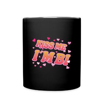 Kiss me i ́m Bi, cool bisexuality design - Full Colour Mug - black - Front