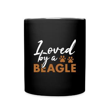 Aimé par un beagle - Mug uni - noir - Devant