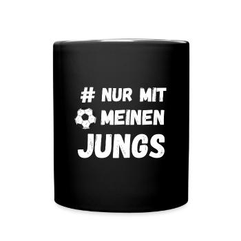 # Nur mit meinen Jungs Fußball Stammtisch Verein - Tasse einfarbig - Schwarz - Vorne
