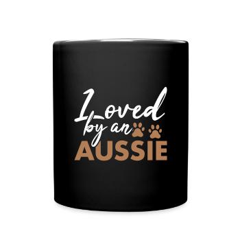 Dog Loved By An Aussie - Full Colour Mug - black - Front