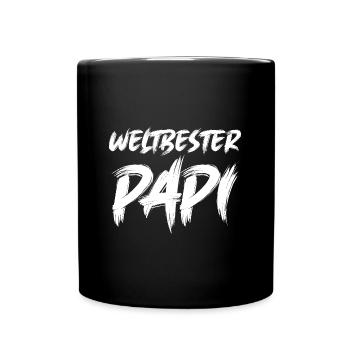 Weltbester Papi Papa Saurus Papi Schweiz - Tasse einfarbig - Schwarz - Vorne