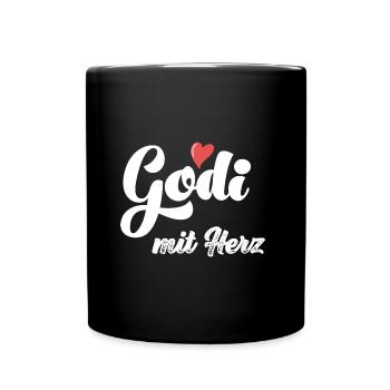 Godi mit Herz Patentante Österreich Taufpatin - Tasse einfarbig - Schwarz - Vorne