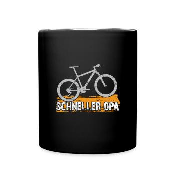 Schneller Opa fährt Mountainbike Rennrad - Tasse einfarbig - Schwarz - Vorne