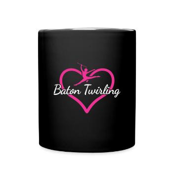 Baton Twirler Heart Baton Twirling - Full Colour Mug - black - Front