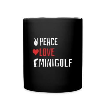 Peace Love Minigolf - Herz - Tasse einfarbig - Schwarz - Vorne