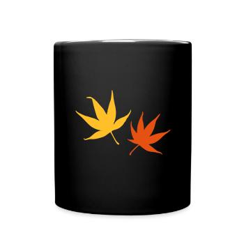 Herbstlaub - Tasse einfarbig - Schwarz - Vorne