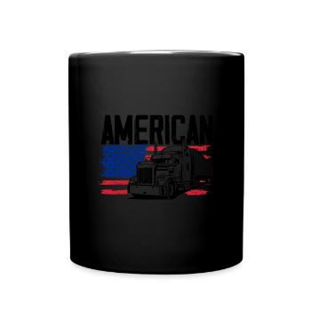 Trucker American Flag Trucks - Truck Driver Trucke - Tasse einfarbig - Schwarz - Vorne