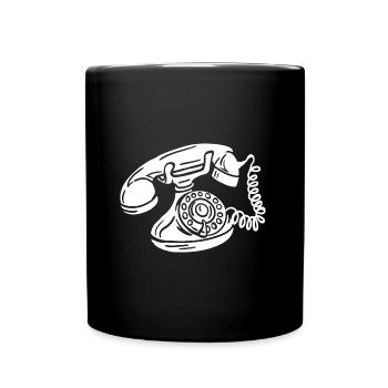 Telefon mit Wähscheibe Retro Oldschool Telefon - Tasse einfarbig - Schwarz - Vorne
