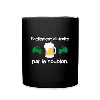 facilement distraite par le houblon - Mug uni - noir - Devant