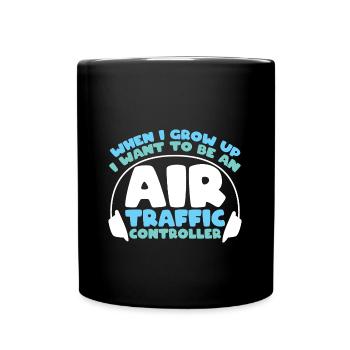 Fluglotse Flughafen Tower - Tasse einfarbig - Schwarz - Vorne
