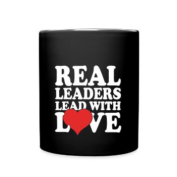 Les vrais leaders dirigent avec amour - Mug uni - noir - Devant