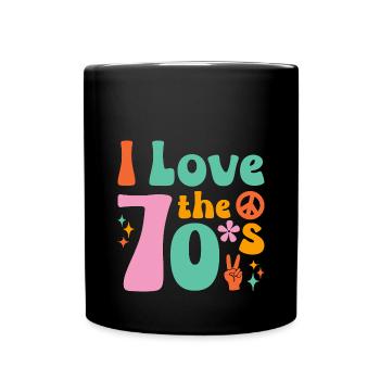 Ich Liebe die 70er Hippie - Tasse einfarbig - Schwarz - Vorne