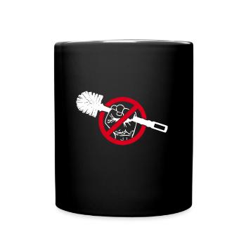 Gegen Scheiße Klobürste Politik Dagegen Protest - Tasse einfarbig - Schwarz - Vorne