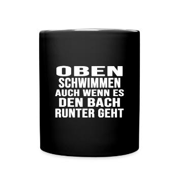 "Schwimmer schwimmen oben" Schwimmtalent - Tasse einfarbig - Schwarz - Vorne