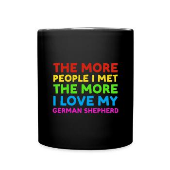 Plus de gens que j’ai rencontrés plus j’aime le berger allemand - Mug uni - noir - Devant