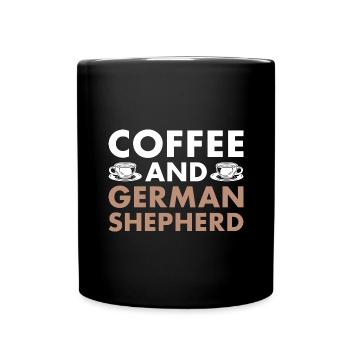 Coffee And German Shepherd - Full Colour Mug - black - Front