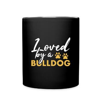 Aimé par un bouledogue - Mug uni - noir - Devant