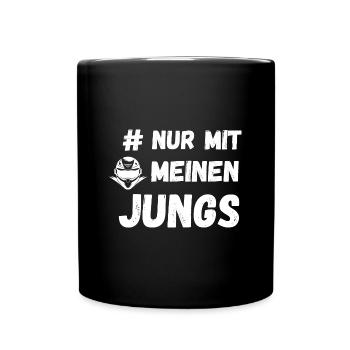 #Nur mit meinen Jungs Helm Motorrad Club Stammtisc - Tasse einfarbig - Schwarz - Vorne