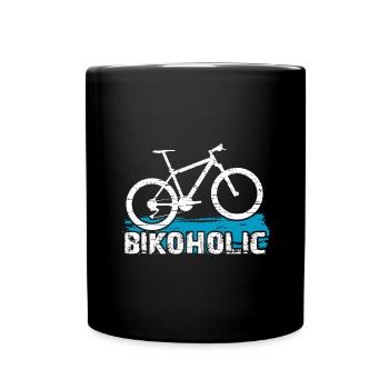 Bikoholic ich muss Fahrrad fahren Radtouren - Tasse einfarbig - Schwarz - Vorne