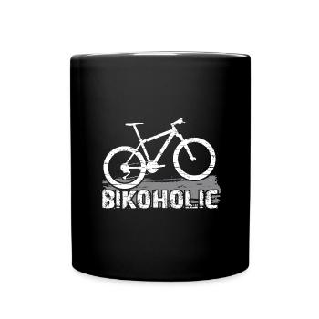 Bikoholic ich muss Fahrrad fahren Radtouren - Tasse einfarbig - Schwarz - Vorne