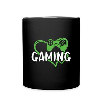 Gamer Heart Gaming - Tasse einfarbig - Schwarz - Vorne