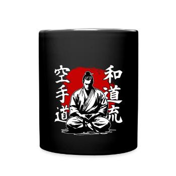Samurai Wado Ryu Karate Kampfkunststil - Tasse einfarbig - Schwarz - Vorne
