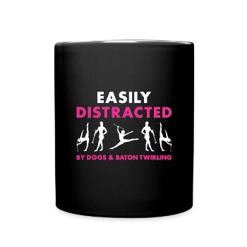 Facilement distrait par les chiens et le twirling de bâton - Mug uni - noir - Devant