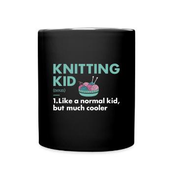 Knitter Kid Definition Knitting - Full Colour Mug - black - Front