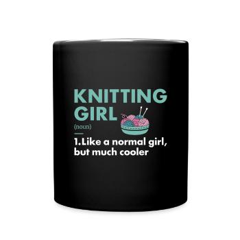 Knitter Girl Definition Knitting - Full Colour Mug - black - Front
