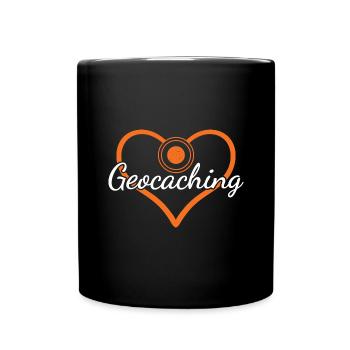 Geocacher Heart Geocaching - Full Colour Mug - black - Front