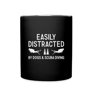 Scuba Diver Distracted By Dogs And Scuba Diving - Full Colour Mug - black - Front