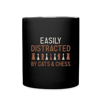 Chess Player Easily Distracted By Cats And Chess - Tasse einfarbig - Schwarz - Vorne