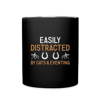 Rider Easily Distracted By Cats And Eventing - Tasse einfarbig - Schwarz - Vorne