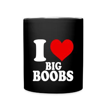 I Love Big Boobs Funny Witty Heart - Full Colour Mug - black - Front