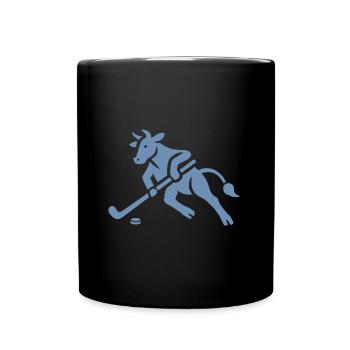 Kuh Bulle Eishockeyspieler Silhouette - Full Colour Mug - black - Front