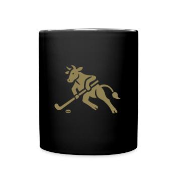 Cow Bull Hockey Player Silhouette - Full Colour Mug - black - Front