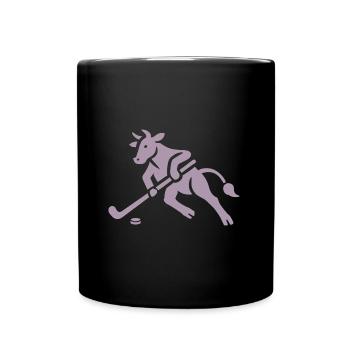 Cow Bull Hockey Player Silhouette - Full Colour Mug - black - Front
