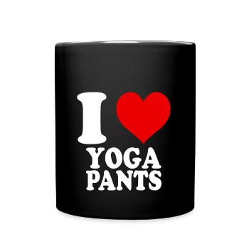 I Love Yoga Pants Heart Gym Funny Funny - Full Colour Mug - black - Front