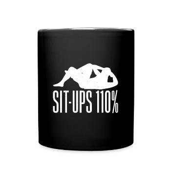 Gym Junkies Sit-Ups 110% Calisthenics Fitness - Full Colour Mug - black - Front