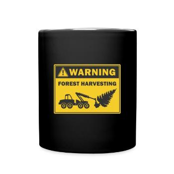 Waldernte Warnung Symbol für den Holzernter - Tasse einfarbig - Schwarz - Vorne