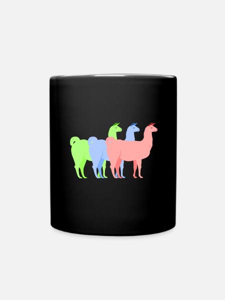 Llama alpaca - Full Colour Mug - black