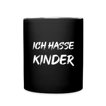 Ich hasse Kinder - Tasse einfarbig - Schwarz - Vorne
