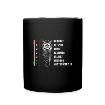 Motorbike Motorcycle Gears When Life Gets You Down - Tasse einfarbig - Schwarz - Vorne