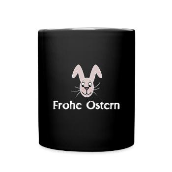 Frohe Ostern Osterhase Ostern - Tasse einfarbig - Schwarz - Vorne